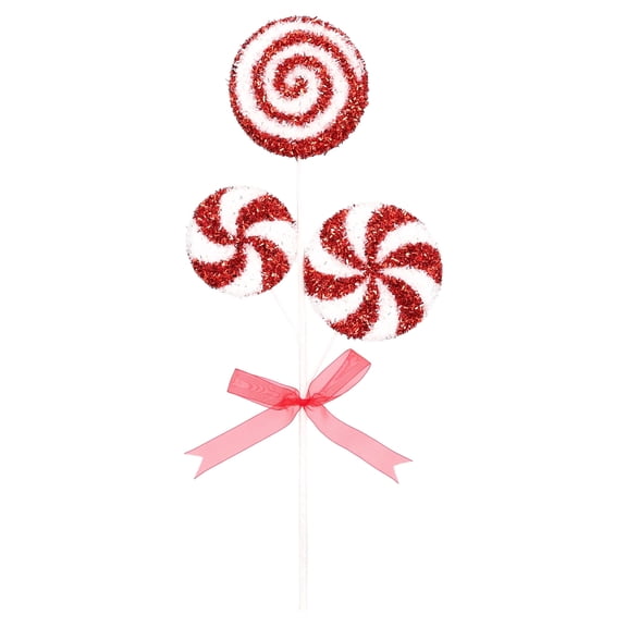 Red and White Peppermint Candy Decorative Christmas Pick, 18", by Holiday Time