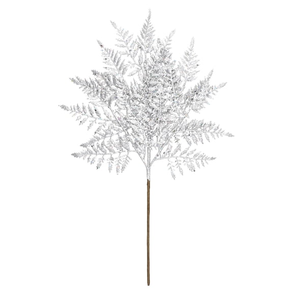Silver Glitter Fern Decorative Christmas Pick, 19", by Holiday Time