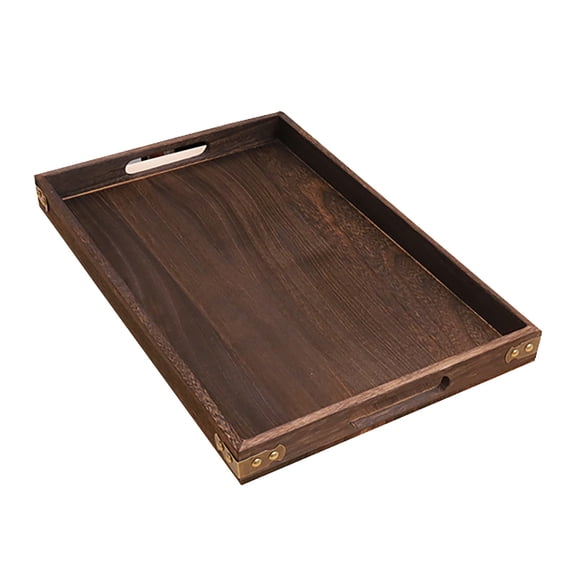 18In Large Serving Tray with Handles,Wooden Coffee Table Tray&Charcuterie Boards,Serving Platter for Breakfast, Rectangular Tray for Ottoman/BBQ/Kitchen