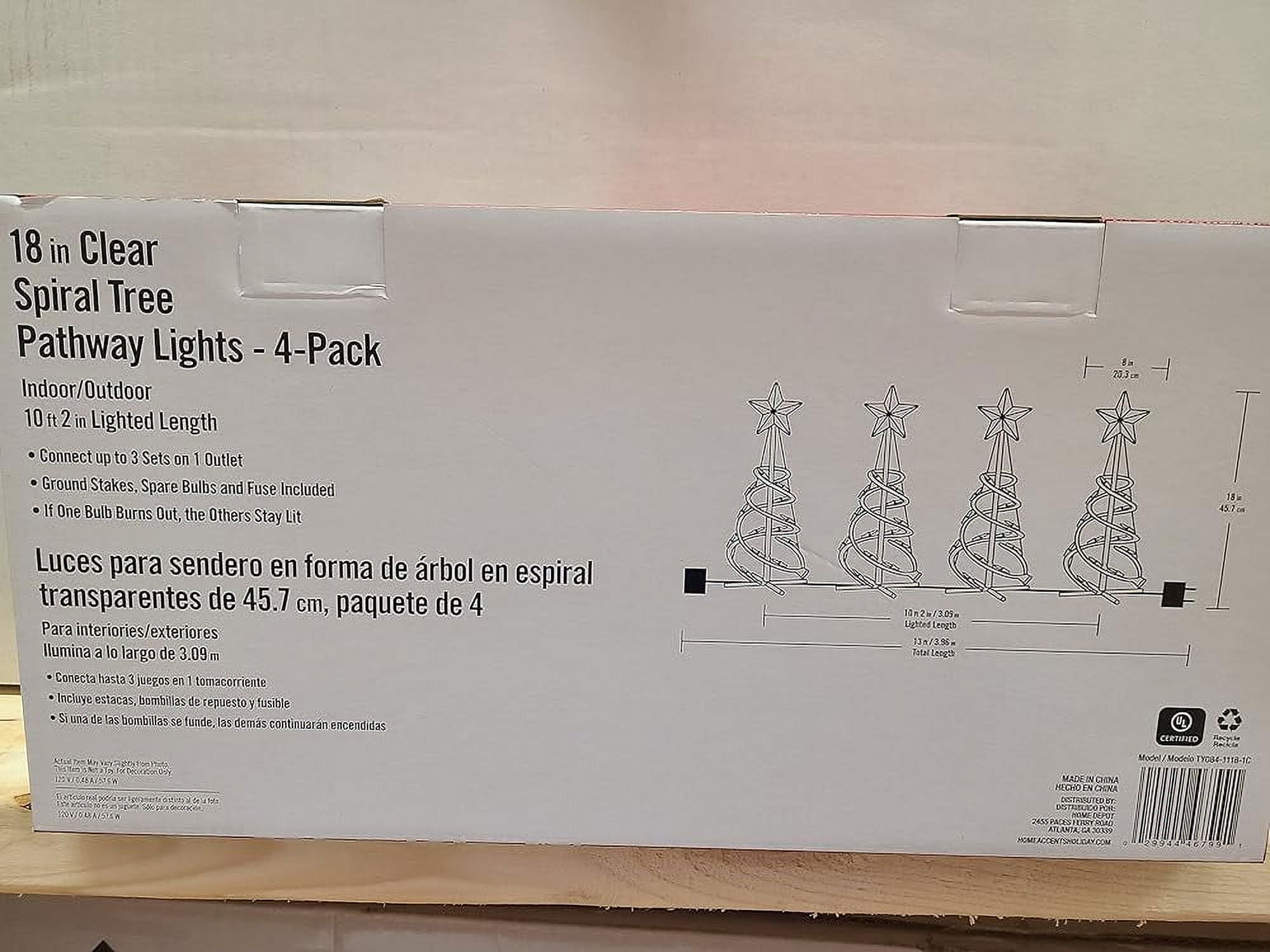 18In Spiral Tree Pathway Lights Christmas Lawn Yard Decor 140 Clear