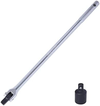 JANNO 18-Inch Breaker Bar With Adapter – 180-Degree Rotatable Head For Stuck Nuts & Bolts