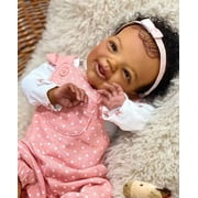 18Inch Black Lifelike Reborn Baby Dolls-Soft Cloth Body Real Life Baby Dolls,African American Realistic Newborn Baby Doll,with Accessories Gift Box for Kids 3+