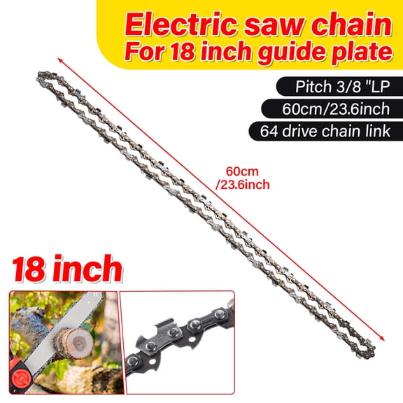 Hormy 18" Replacement Chainsaw Chain for 3/8" Pitch, .050" Gauge 64 Drive Links, Semi Chisel