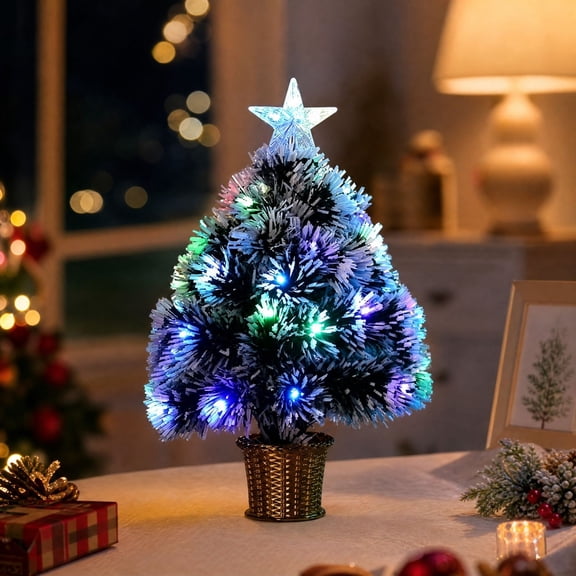 18Inch Tabletop Christmas Tree, with Star Topper Artificial Small Christmas Tree, with Base Desktop Christmas Decorations, for Table Top Desk Classic Series Holiday Decoration