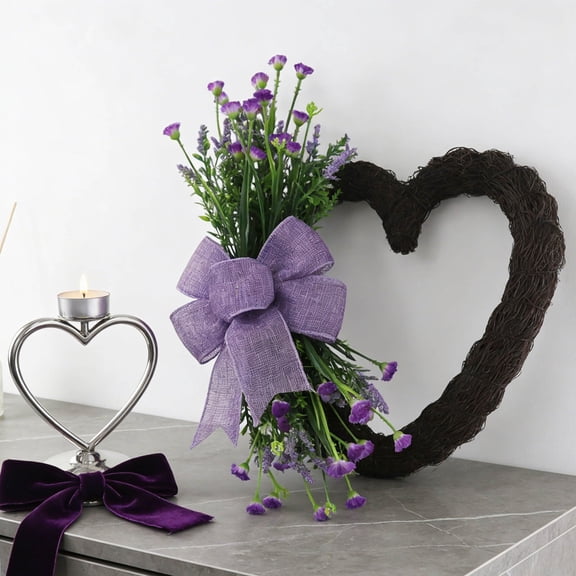 18Inch Valentine's Day Wreaths, Heart Shaped Door Decoration Spring Decor Front Door Sign with Ribbon Bow,Artificial Wedding Garland for Indoor and Outdoor Use