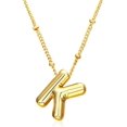 18K Bubble Letter Necklace Gold For Women, Rhinestone Bubble Balloon