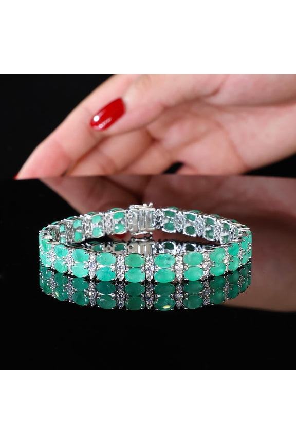 18K Emereld Tennis Bracelet For Women Silver Gold Anniversary Wedding Engagement Party Gift Mom