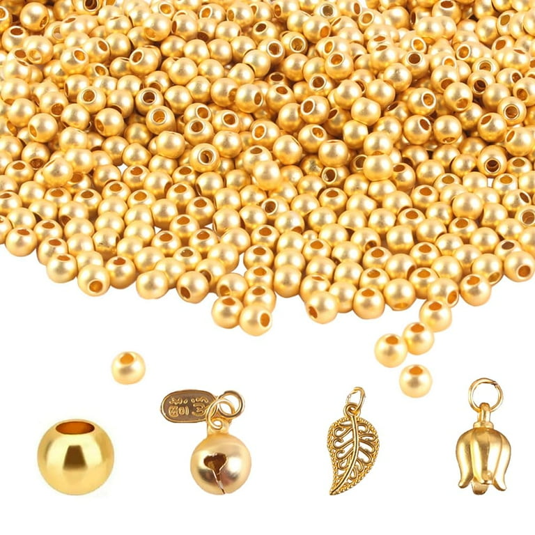 18K Gold Beads 4mm EC36 Round Gold Beads Loose Ball Beads for