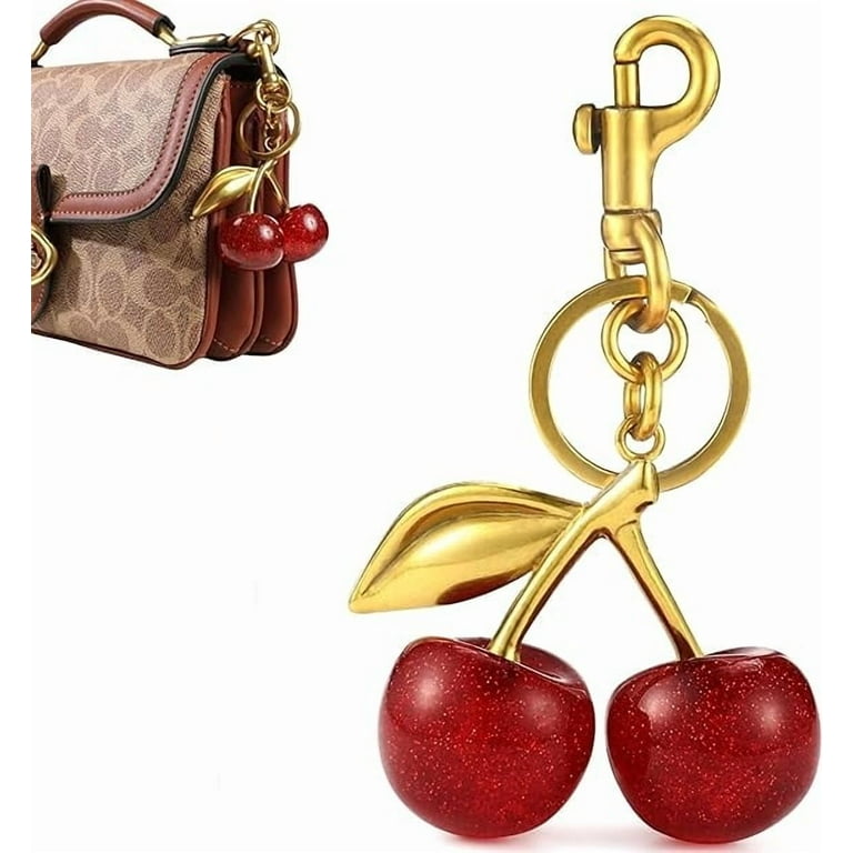 18K Gold Cherry Bag Charm For Purse Keychain Bag Charms For 18K Gold Cherry Bag Charm For Purse Keychain Bag Charms For