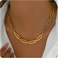 18K Gold Chunky Chain Necklace For Women Thick Cuban Curb Chain Green