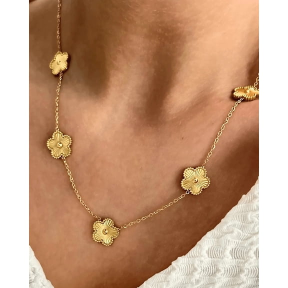 Women's 18K Gold Clover Chain Necklace