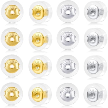 4pcs Earring Lifters Backs, Button Pierced Earring Backs For Droopy Ears Flat Earring Backers
