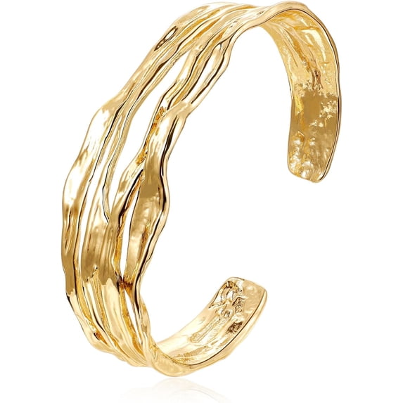 Graziella 23K Gold Plated Electroform Cuff Bracelet w/ Chain Closure main image 1