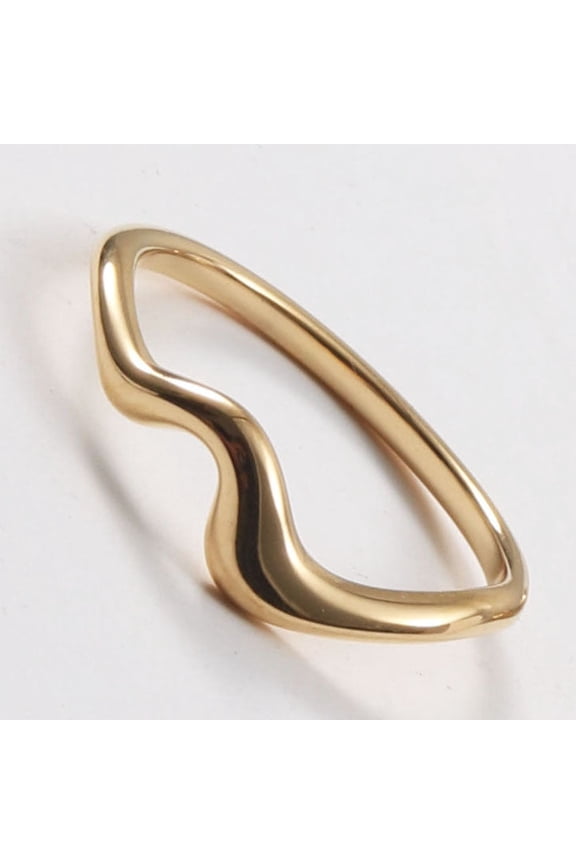 18K Gold Electroplated Titanium Steel Ring Diamond Insert Material Titanium Steel Female Style Gold Color Sizes 6 7 8