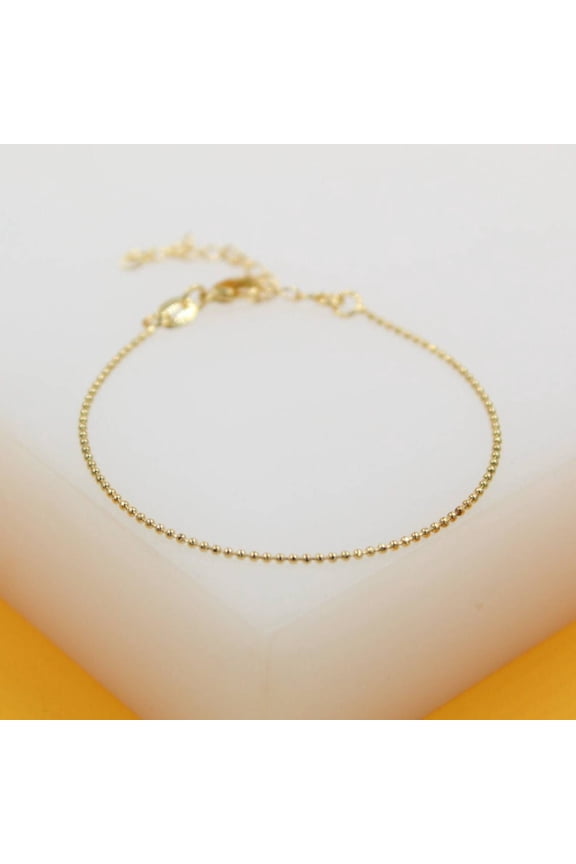18K Gold Filled 1mm Ball Bracelet (I367)
