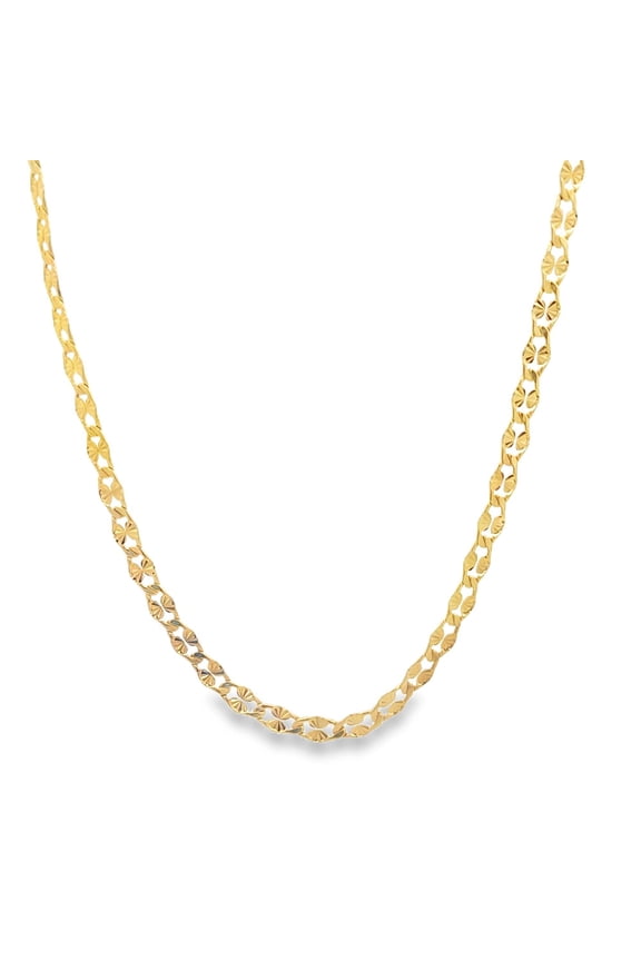 18K Gold Filled 3mm Designed Textured Link Chain (H44)