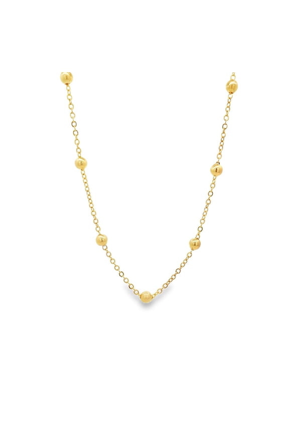 18K Gold Filled 4mm Gold Bead Rolo Chain Choker (G176)