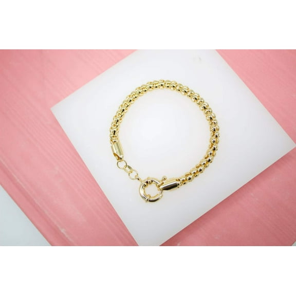 18K Gold Filled 5mm Popcorn Chain Bracelet (I33)
