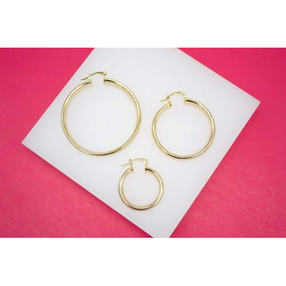 18K Gold Filled 6mm Thin Lever Back Hoop Earrings (J31)(J33)(J35)