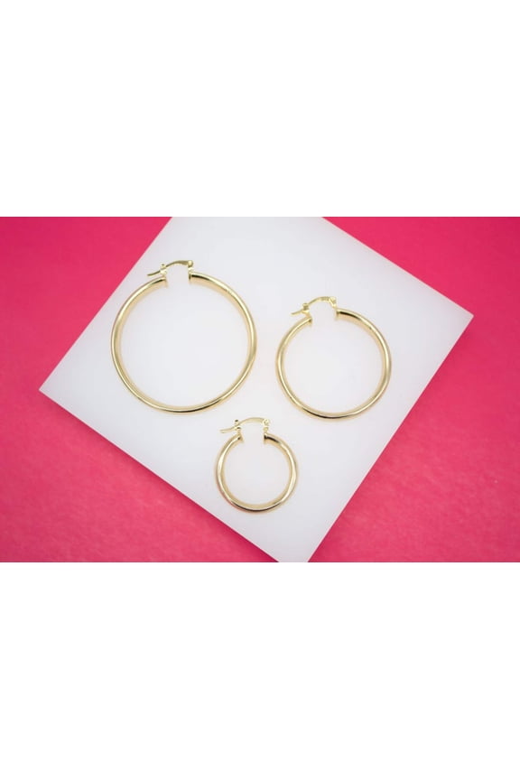 18K Gold Filled 6mm Thin Lever Back Hoop Earrings (J31)(J33)(J35)