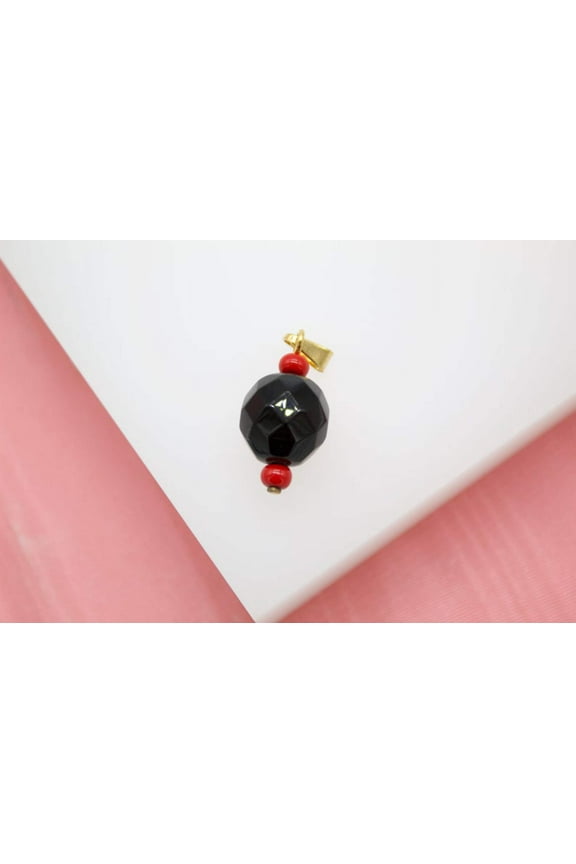 18K Gold Filled Azabache Pendant (A168)