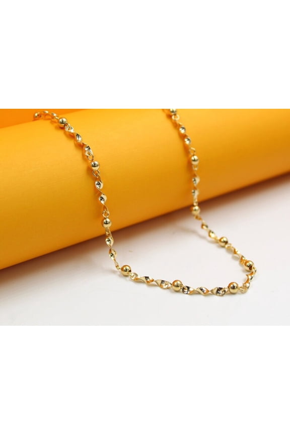18K Gold Filled Beaded Twisted Chain