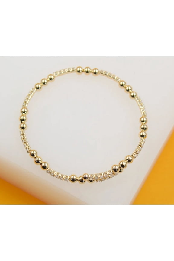 18K Gold Filled CZ Beaded Bracelet (B59)