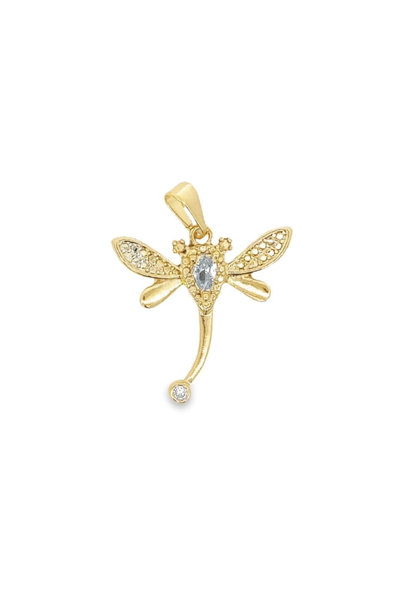 18K Gold Filled CZ Dragonfly Pendant