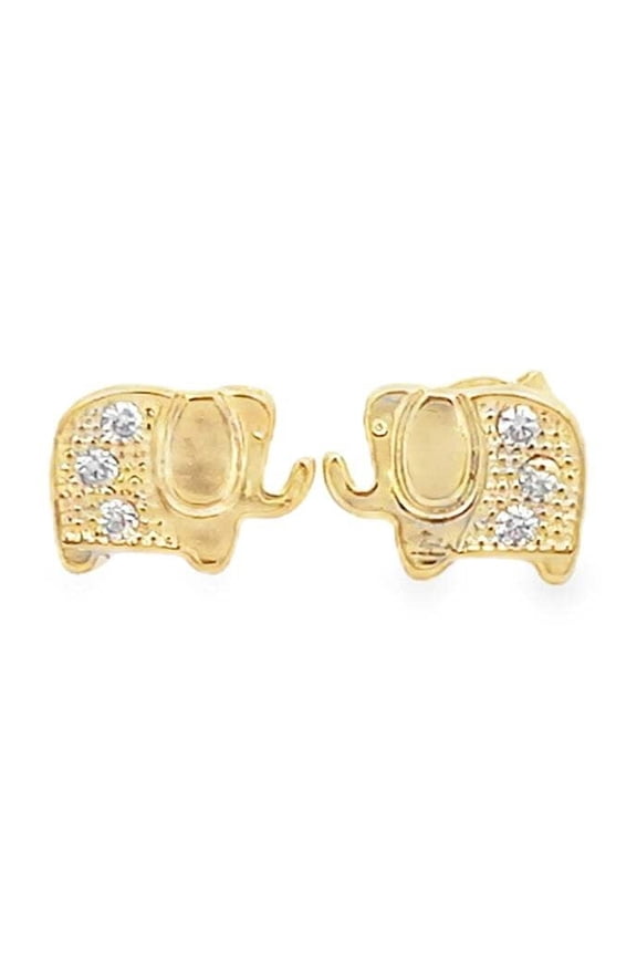 18K Gold Filled CZ Elephant Stud Earrings