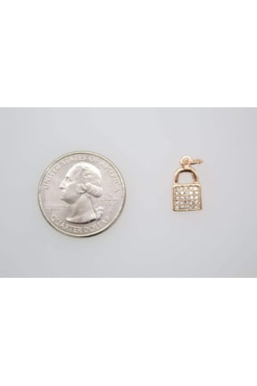 18K Gold Filled CZ Lock Charm Pendant