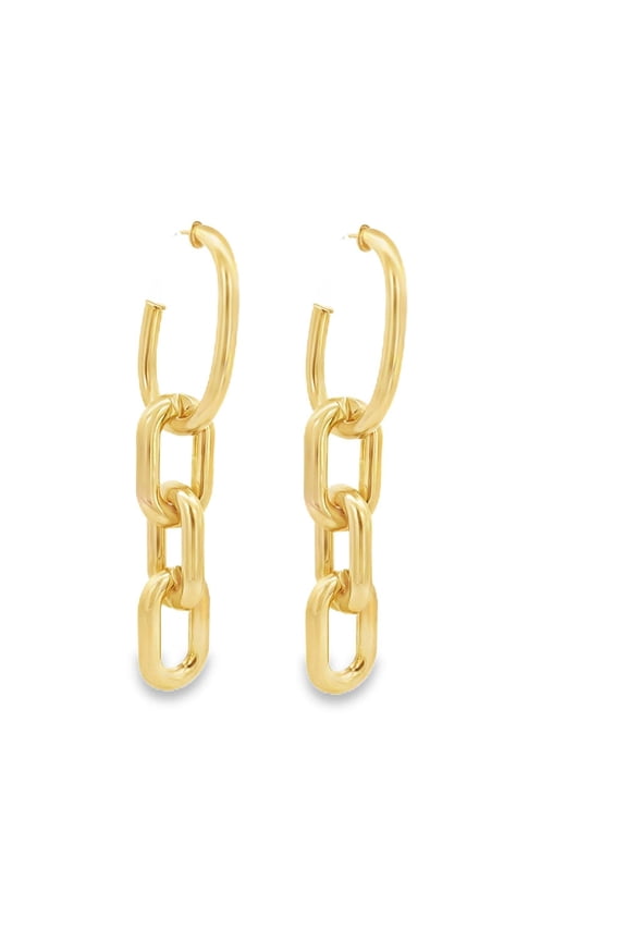 18K Gold Filled CZ Paper Clip Chain Dangle Earrings (K158)