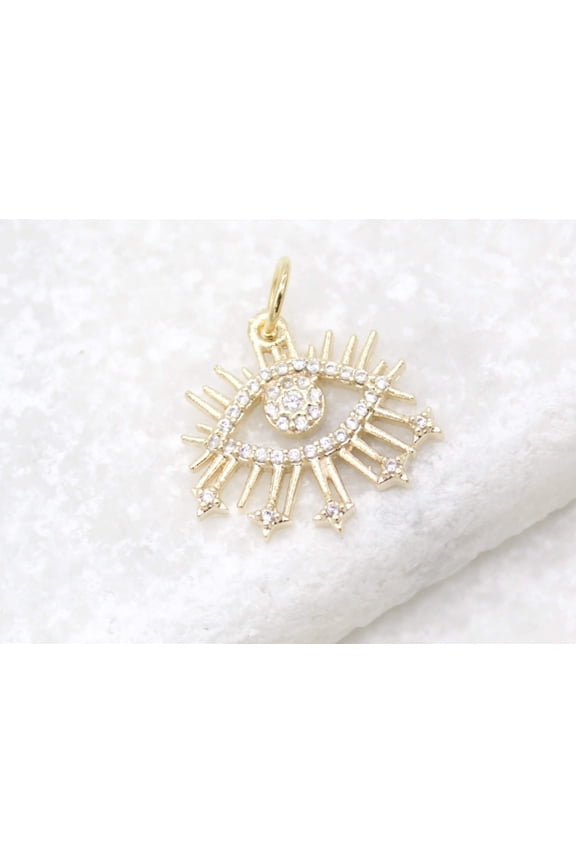 18K Gold Filled CZ Stone Evil Eye Pendant (A274)