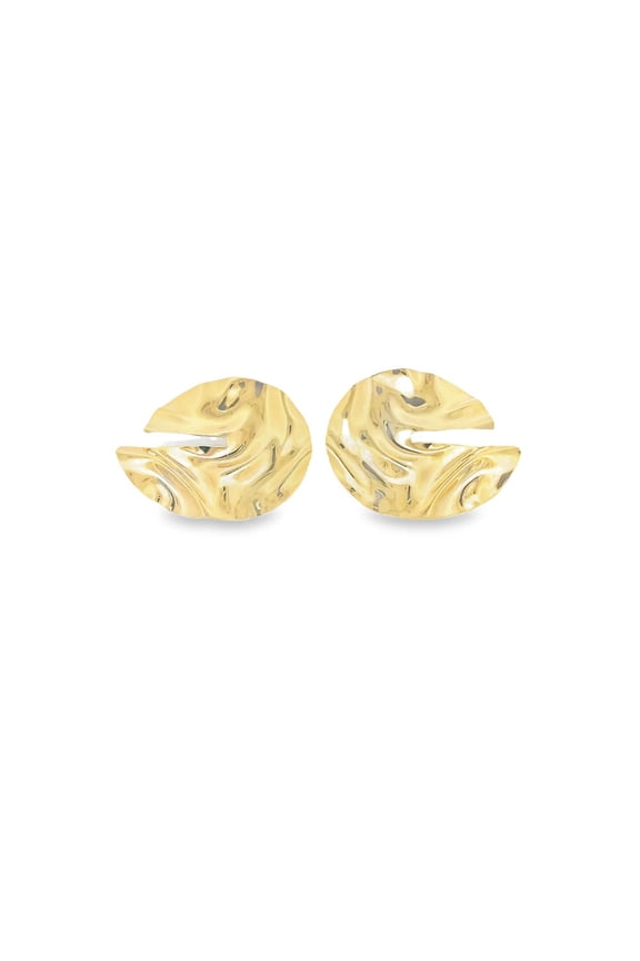 18K Gold Filled Circle Cut Minimalist Stud Earrings (K373)