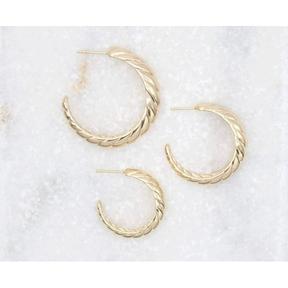 18K Gold Filled Croissant Open Hoop Earrings (K240-242)