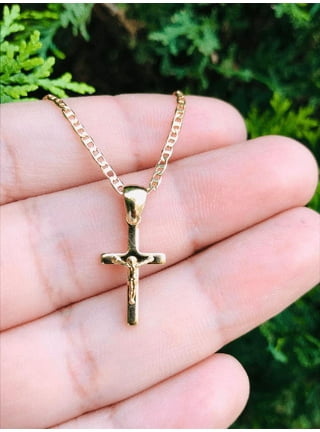 Mens Cross Pendant / Everyday Cross Pendant / Crucifix Pendant 48x28mm /  Cruz Para Hombre De Oro 
