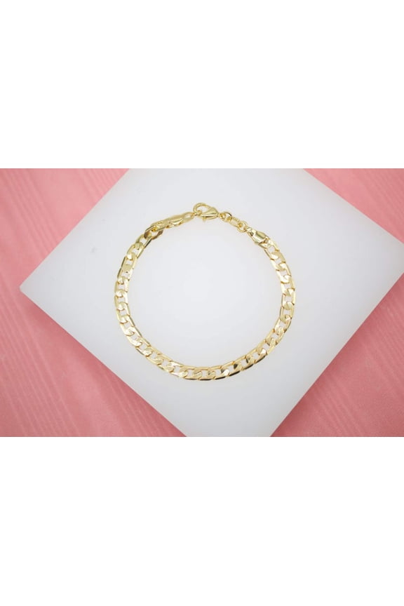 18K Gold Filled Cuban Link 4mm Chain Bracelet (I264)