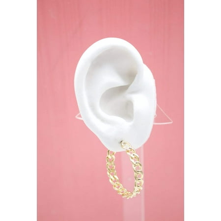18K Gold Filled Cuban Link Chain Hoops Stud Earrings