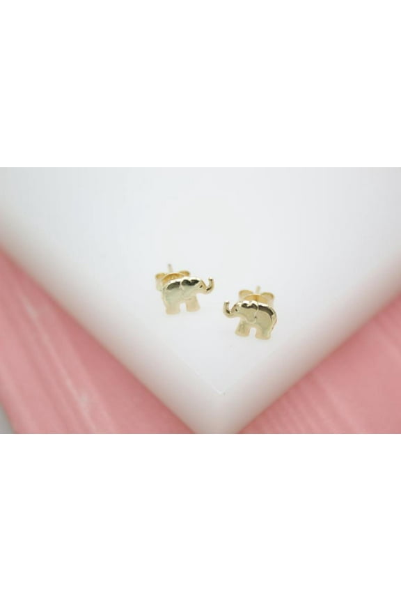 18K Gold Filled Elephant Stud Earrings (L77A)