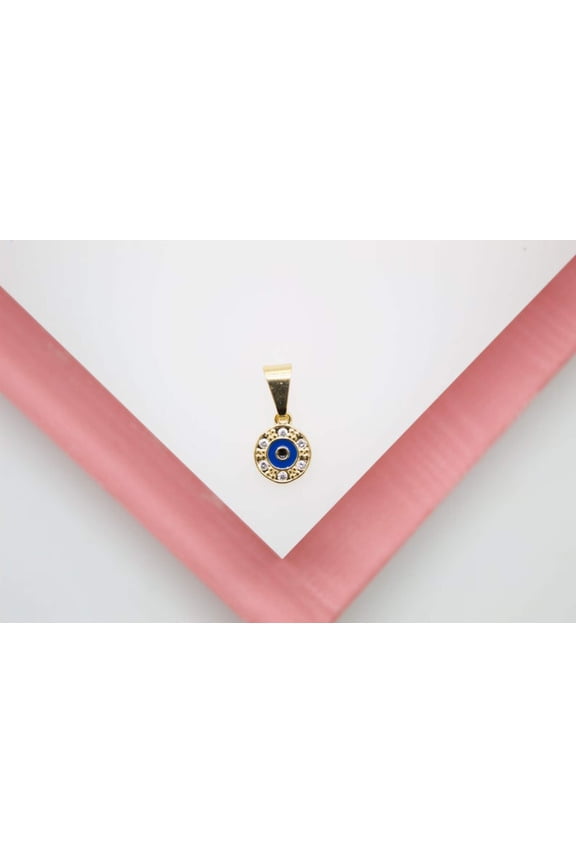 18K Gold Filled Evil Eye With CZ Cubic Zirconia Stone Jewelry Making Minimal Pendant