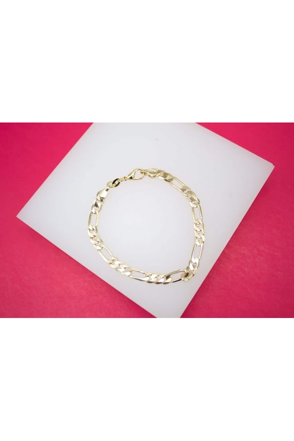 18K Gold Filled Figaro 5mm Chain Bracelet (I254)