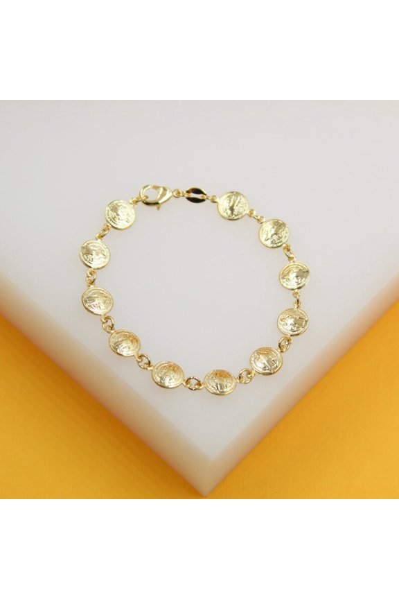 18K Gold Filled Flat Disc Bracelet (I406A)