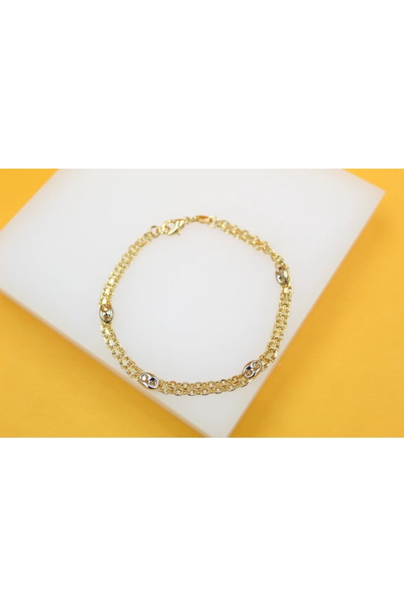 18K Gold Filled Flat Mariner Bracelet (I460)