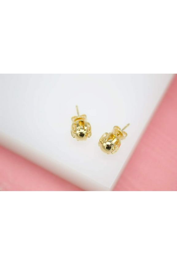 18K Gold Filled Gold Pearl Stud Earrings