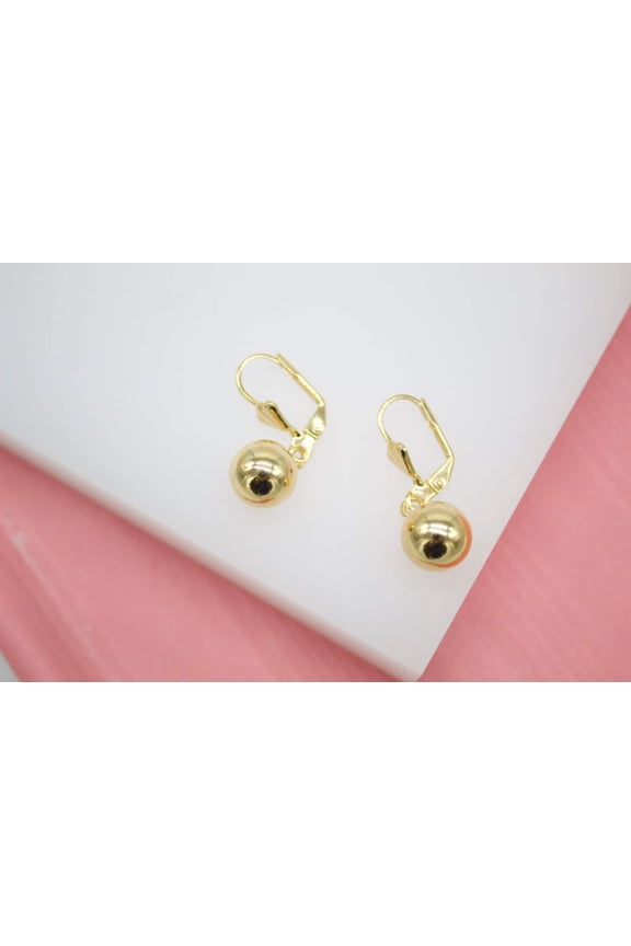 18K Gold Filled Golden Pearl Back Latch Earrings (L210)