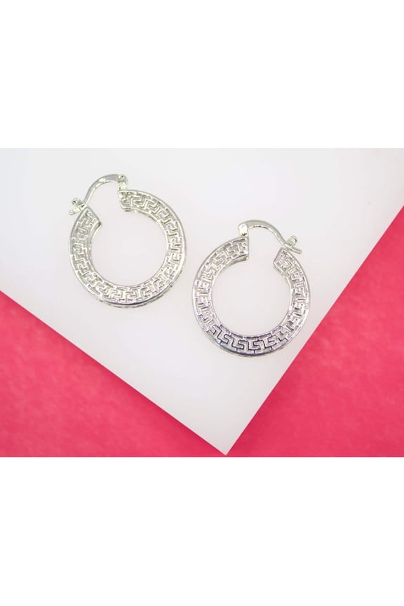 18K Gold Filled Greek Lever back French Hook Hoop Earrings (K251-252)