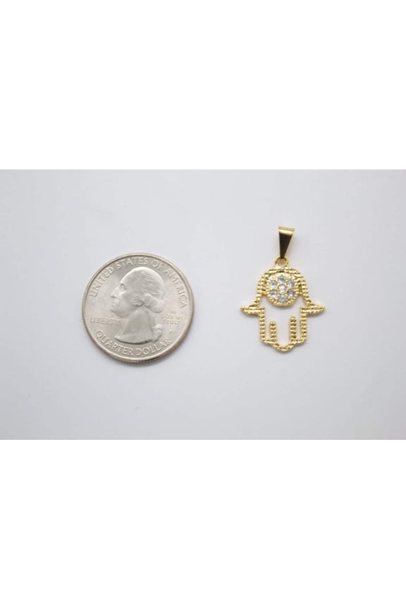 18K Gold Filled Hamsa Hand Pendant