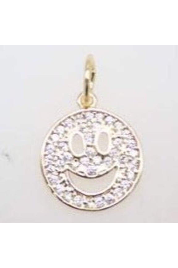 18K Gold Filled Happy Smile Face Charm Pendant With CZ Stones (A67A)