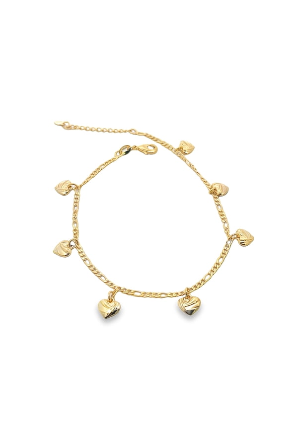 18K Gold Filled Heart Charm Anklets (E146)
