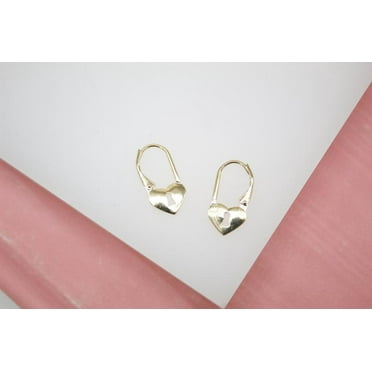 18K Gold Filled Heart Lock French Hook Earrings (L212)