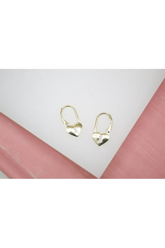 18K Gold Filled Heart Lock French Hook Earrings (L212)